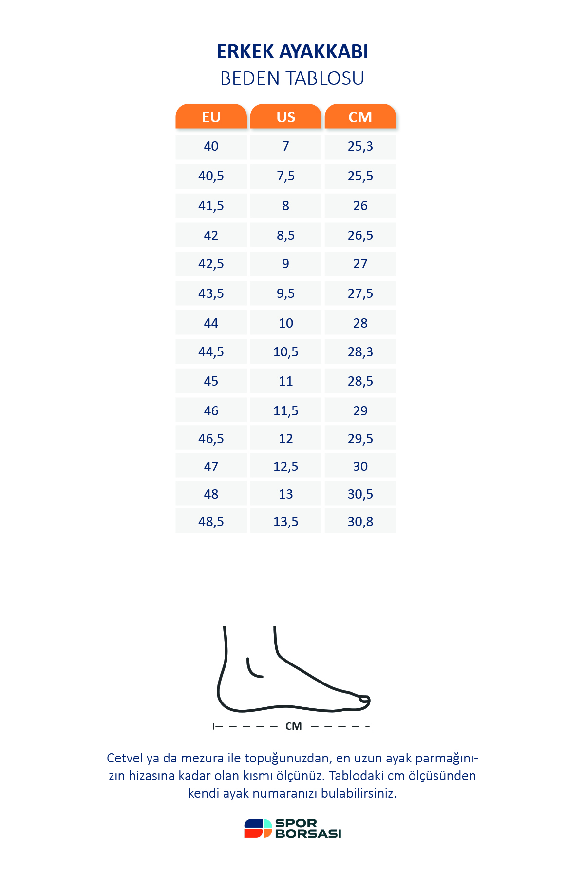 Asics erkek ayakkabı beden tablosu, Asics erkek koşu ayakkabısı beden tablosu, Asics erkek voleybol ayakkabısı beden tablosu